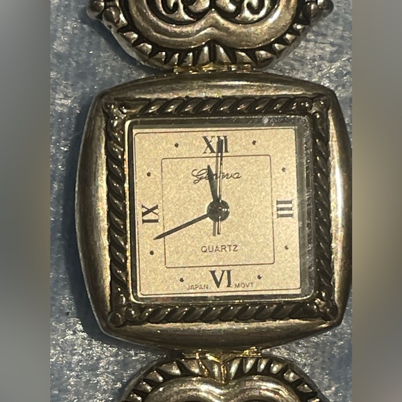 Geneva Quartz Women’s Wrist Watch Brown Leather Band Length 8.75” Square Face - Picture 6 of 8